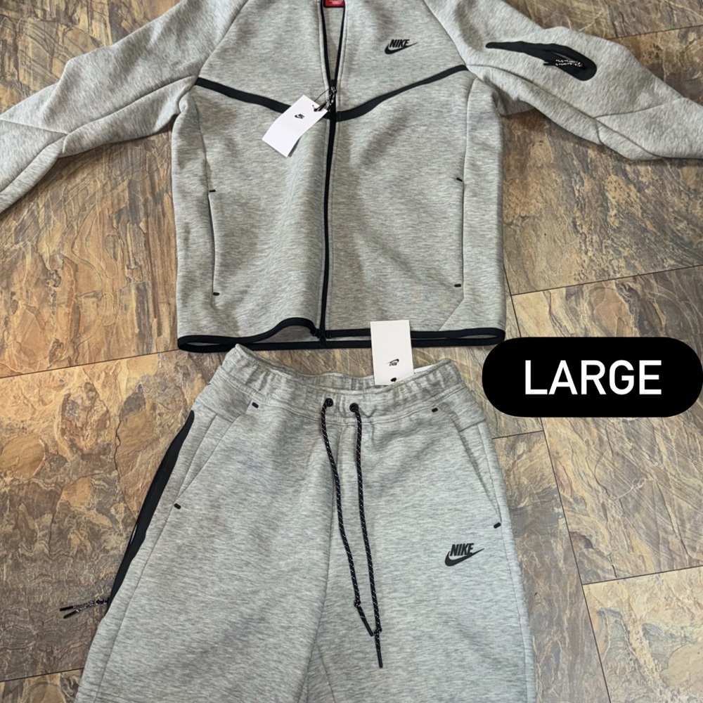 Nike Light Gray and Black Zip Jacket with Joggers